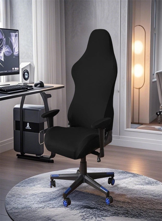 GOWT Gaming Chair Covers Slipcovers with Armrest Covers,Stretch Game Computer Office Desk Chair Cover Protector,Soft Polyester Fabric,Rotating Armchair Covers,Without Chair,Black - Image 2